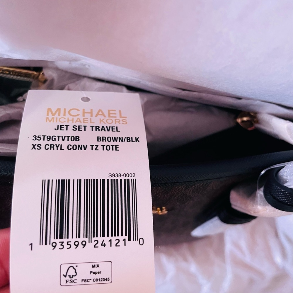 NWT Michael Kors Jet Set Travel Extra-Small Logo Top-Zip Tote Bag - Picture 7 of 7